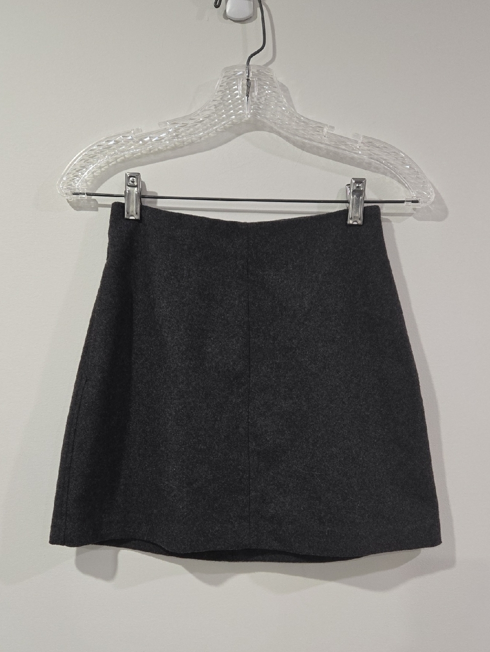 NWOT Wilfred Classic A Line Charcoal Grey Wool Blend Mini Skirt - Picture 2 of 10